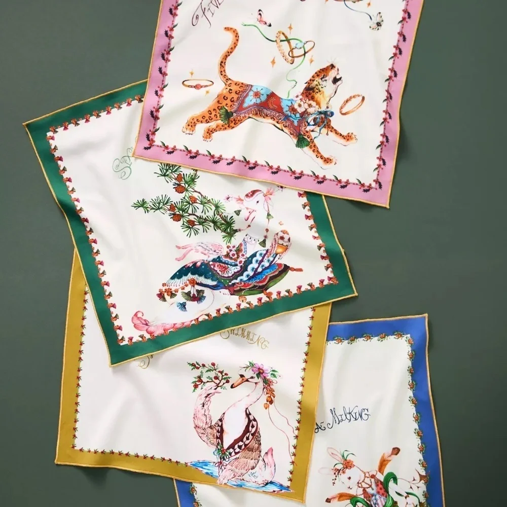 Taychamaythakool Anthropologie Twelve Days  Christmas Cotton Napkin Set